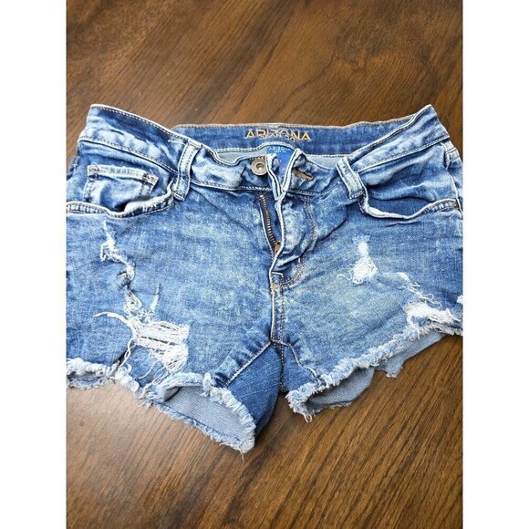 Arizona distressed jean shorts. soft & stretchy size 1 - Picture 3 of 13